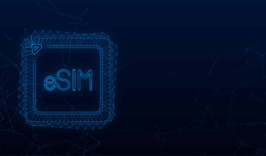 eSIM Anschauung auf schwarzem Hintergrund