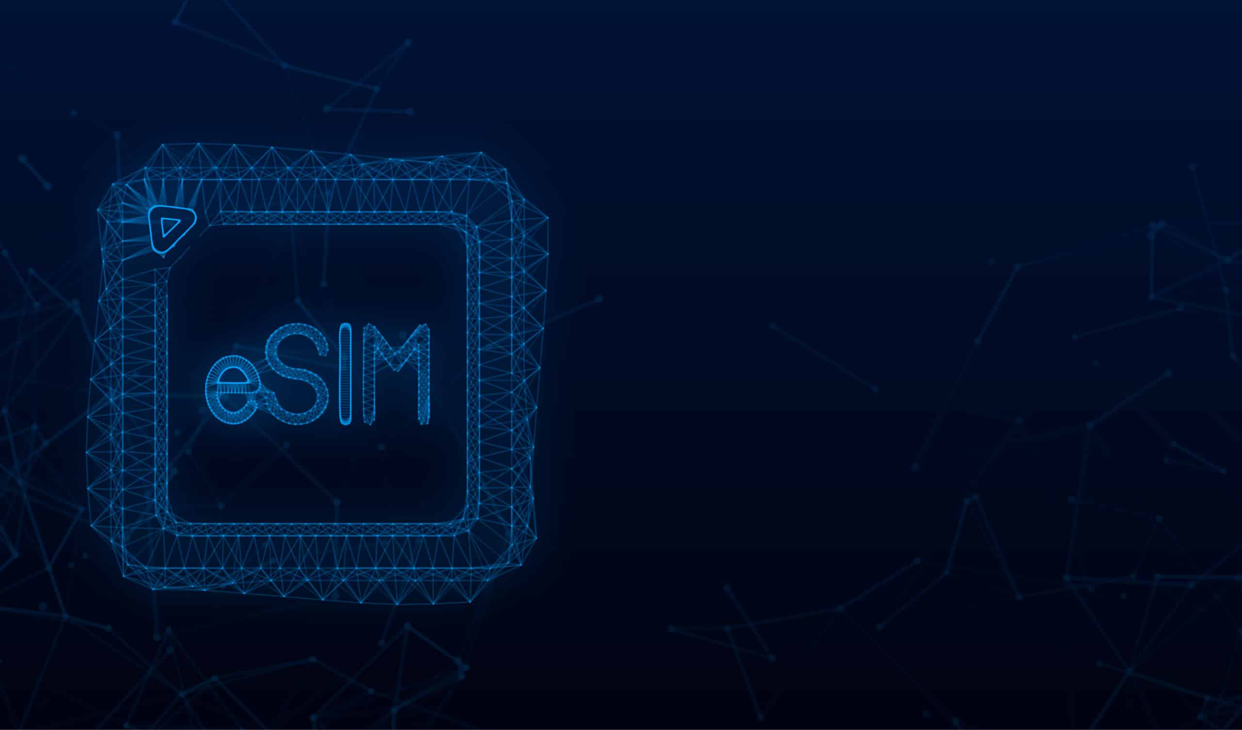 eSIM Anschauung auf schwarzem Hintergrund